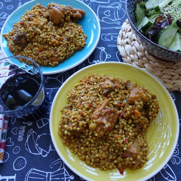 Trigo sarraceno con verduras y pollo de corral