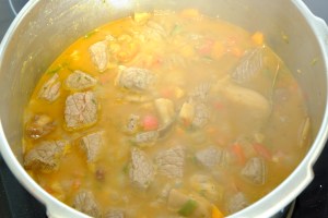 carne guisada con verduras y setas